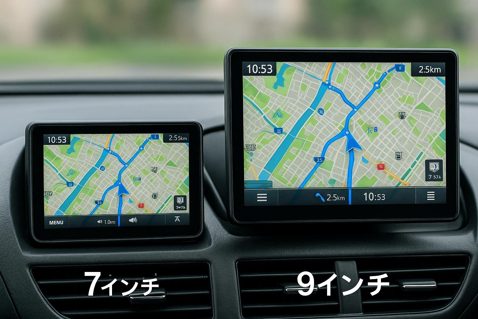 カーナビ 7インチと9インチの違い 比較 大きさ