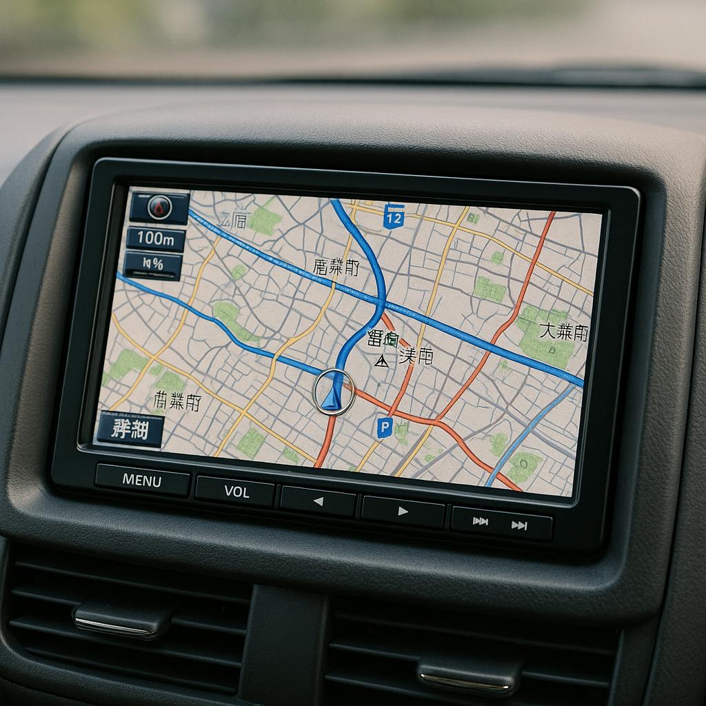 カーナビ 実写風 車内 GPS 画面 地図表示